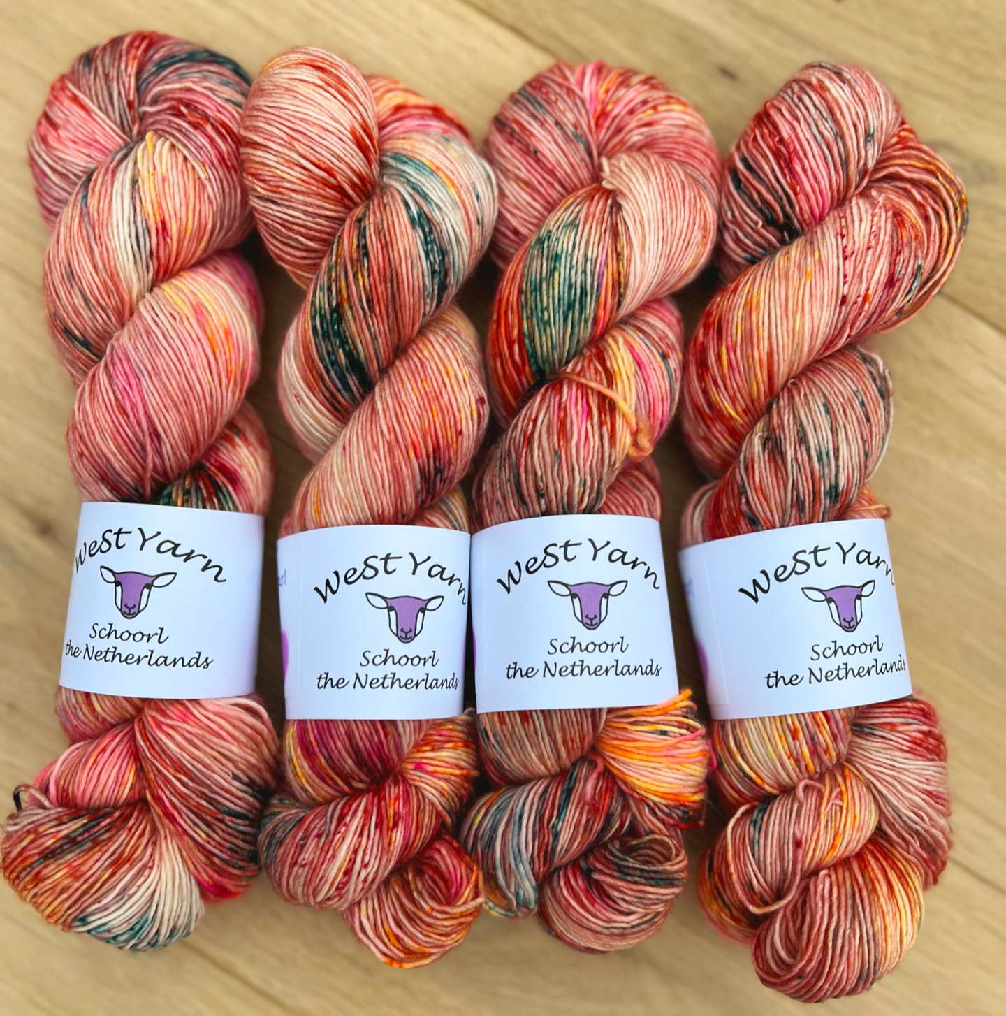 Peach & Petrol Merino - Singles - WeStYarn